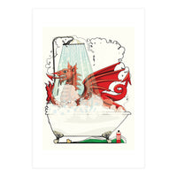 Welsh Dragon in the Bath, Funny Bathroom Humour, Wales, Britain, United Kingdom  (Print Only)