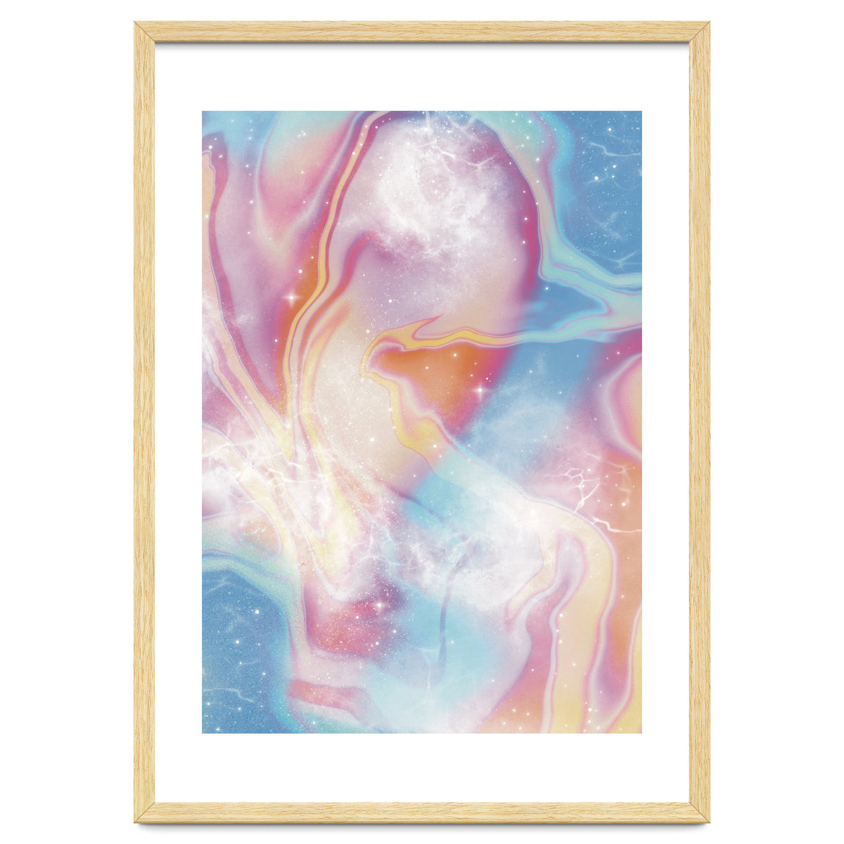 Pastel Pink Blue Space Marbling