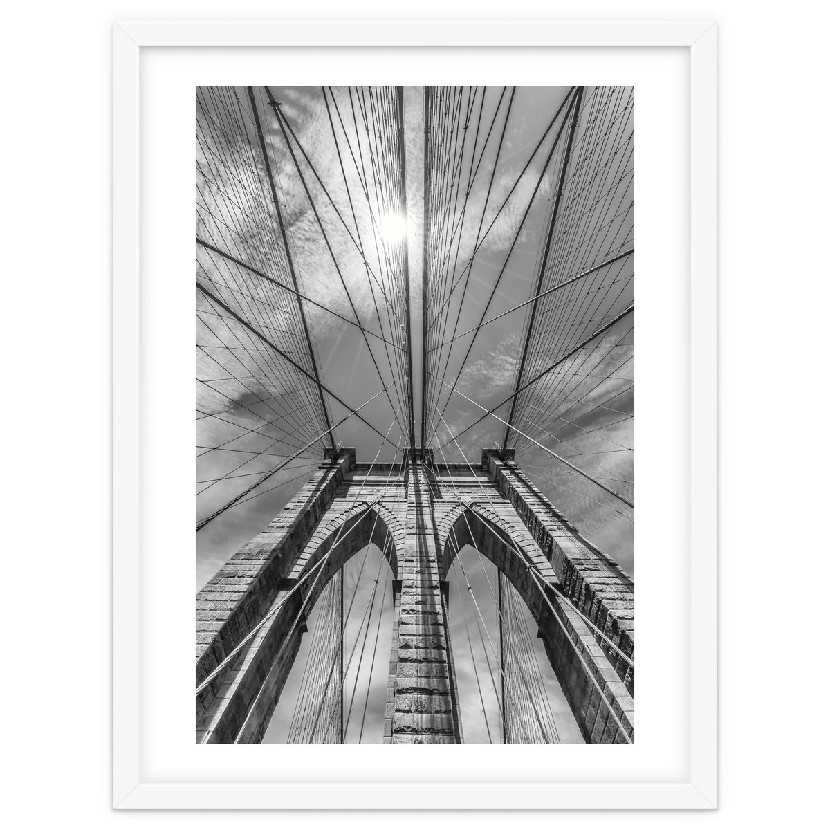 NEW YORK CITY Brooklyn Bridge in Detail | monochrome