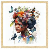 Watercolor Floral Indonesian Native Woman #2