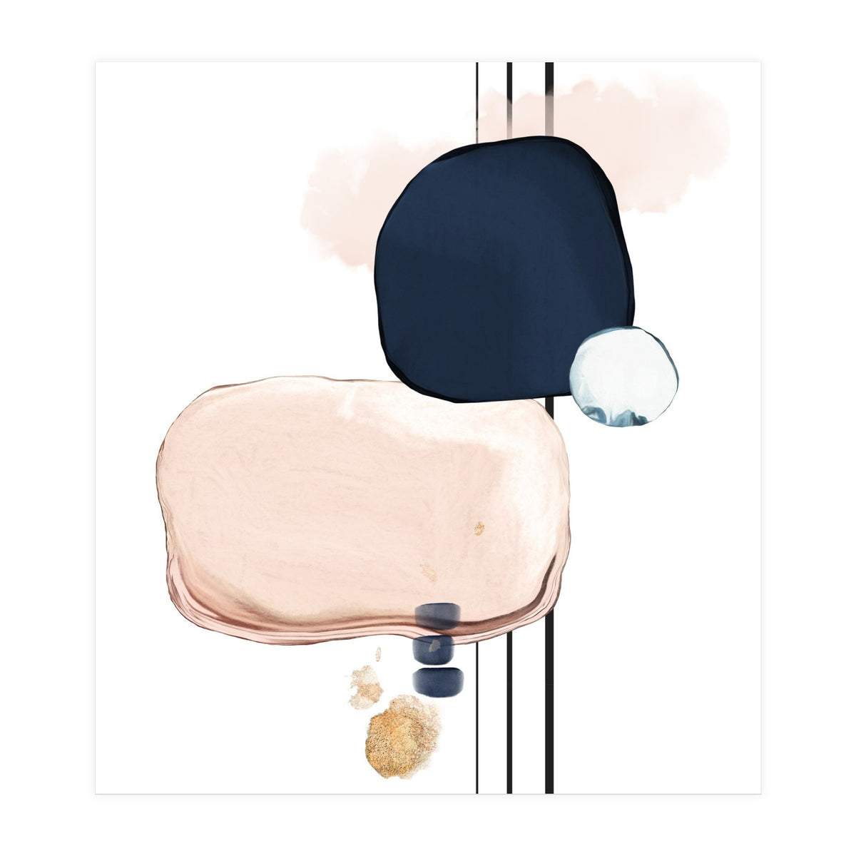 Abstract Study Blush and Navy Blue II (Print Only)