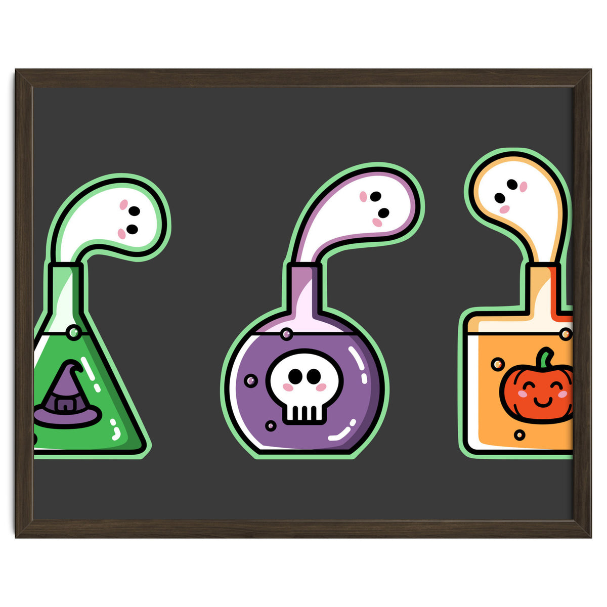 Kawaii Cute Halloween Potions - witches hat, skull, pumpkin, ghosts