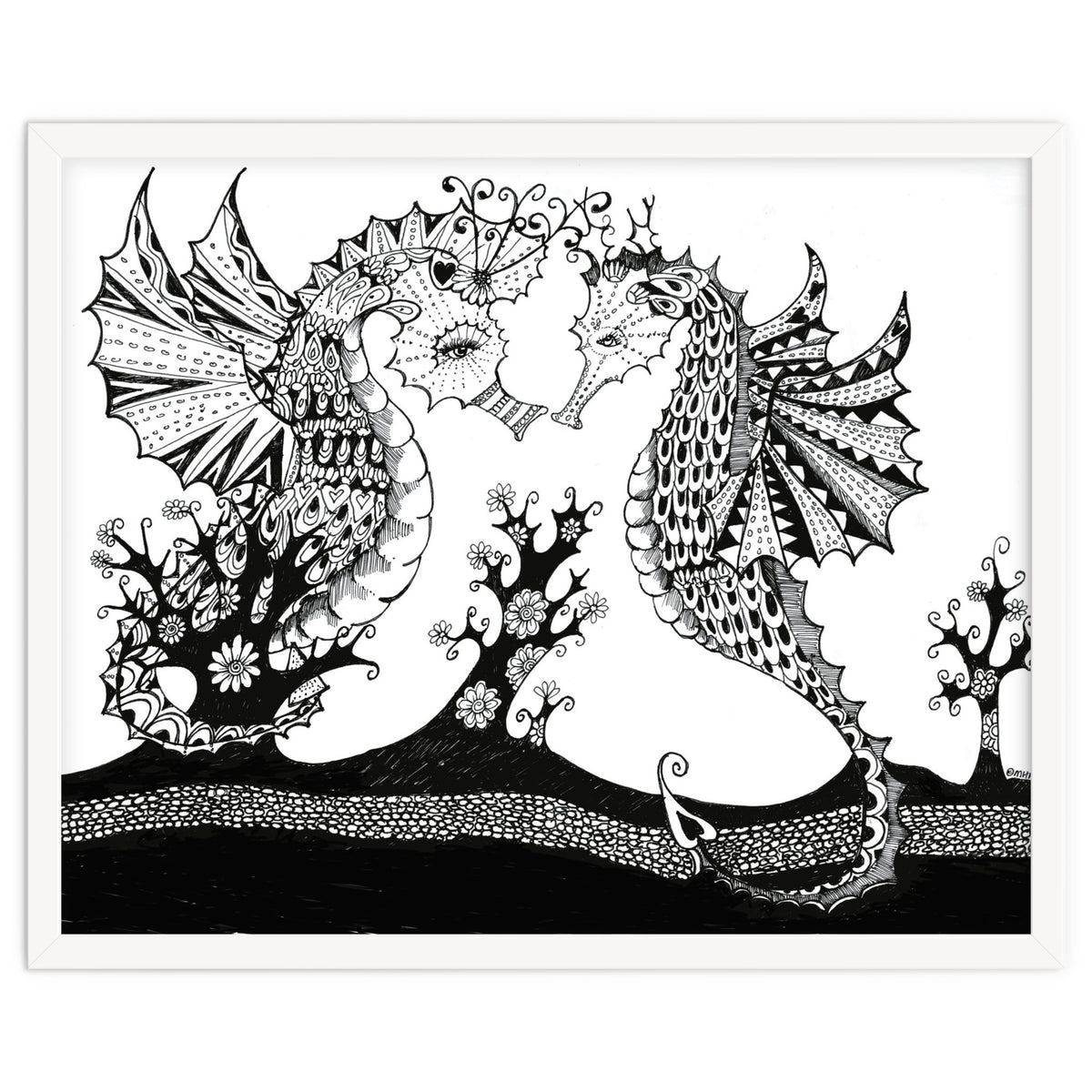 Seahorse Dragons Love Illustration