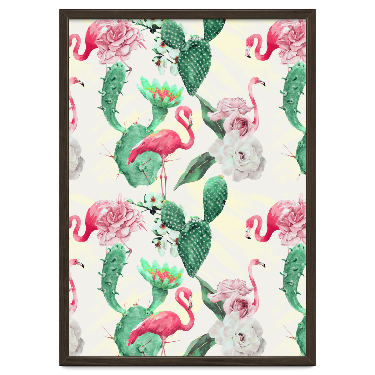 Flamingos, geometric and flowers