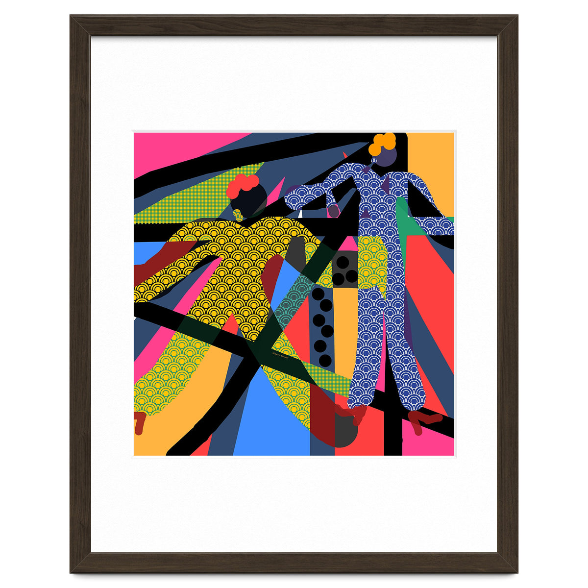 LADIES WEARING YELLOW AND BLUE PATTERNS