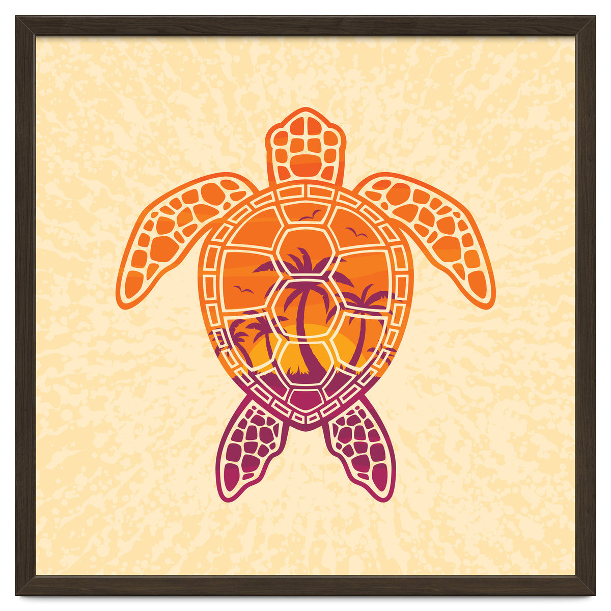 Tropical Sunset Sea Turtle Design