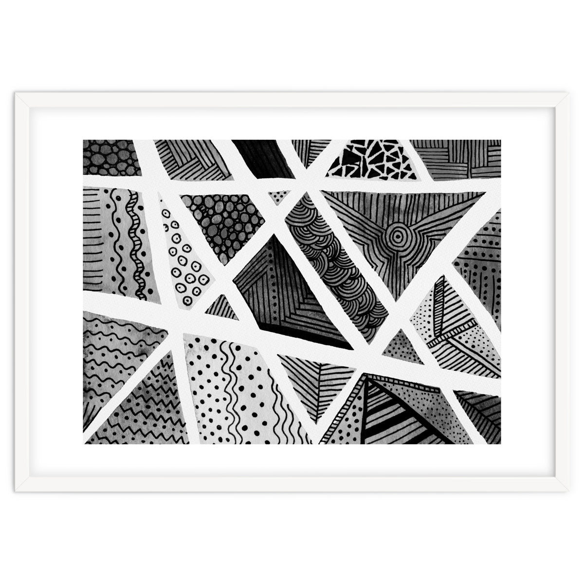 Geometric doodle pattern in black and white