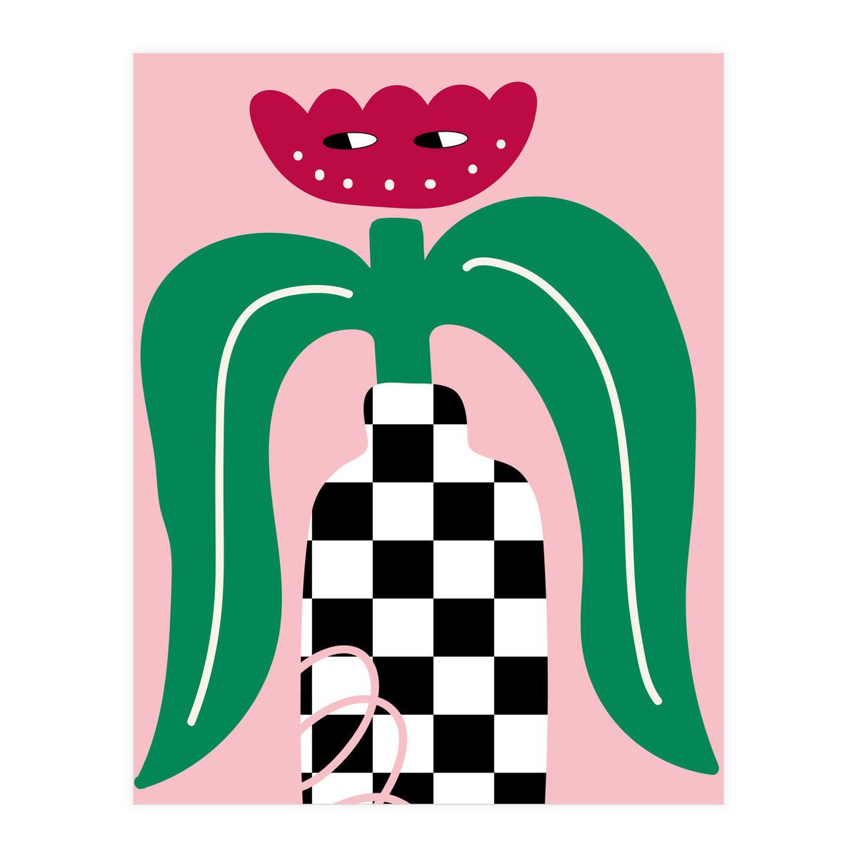 Flower in Checker Vase (Print Only)
