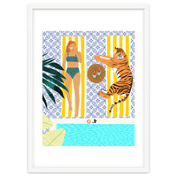 How To Vacay With Your Tiger, Human Animal Connection Illustration, Tropical Travel Morocco Painting