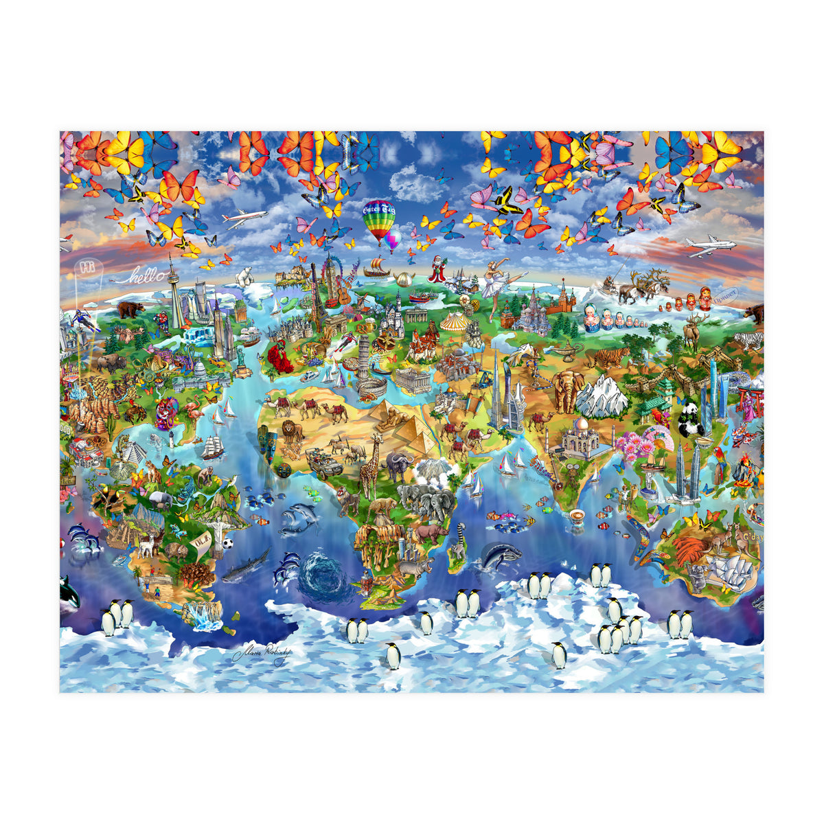 World Wonders Illustrated Map (Print Only)