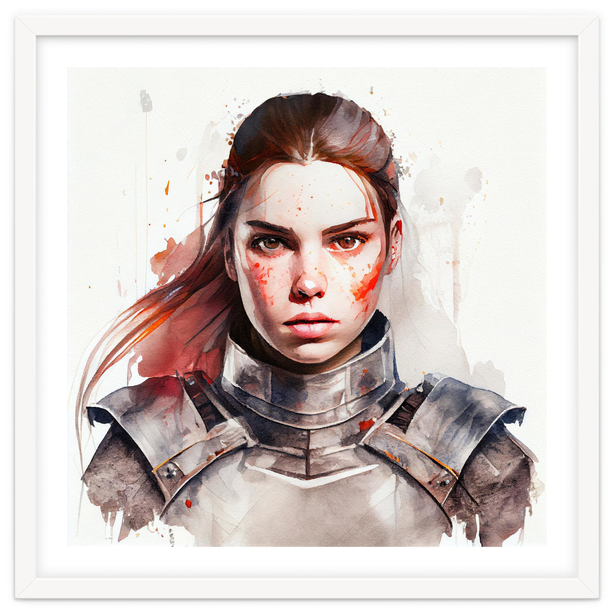 Watercolor Medieval Soldier Woman #2