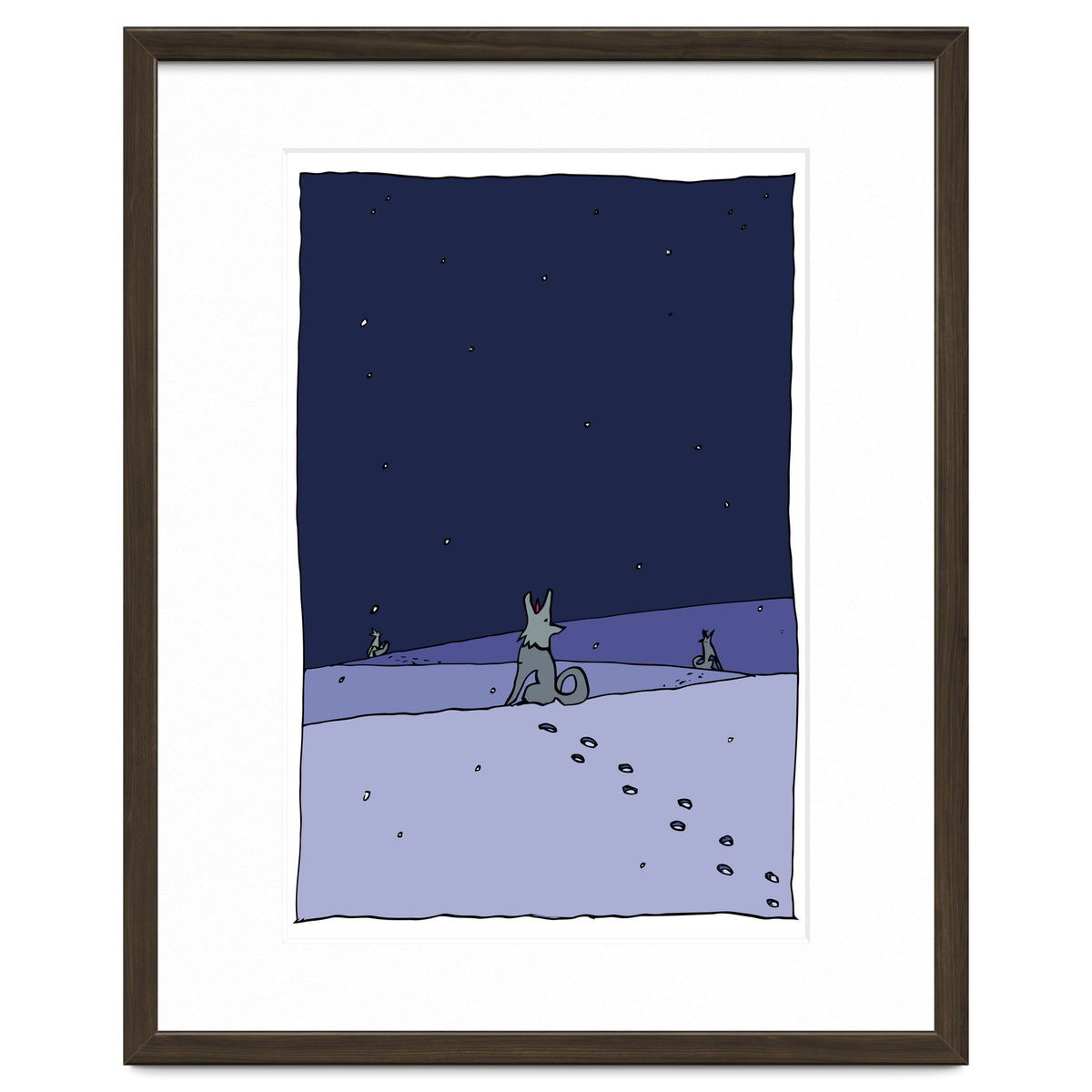 Dogs in Winter Night