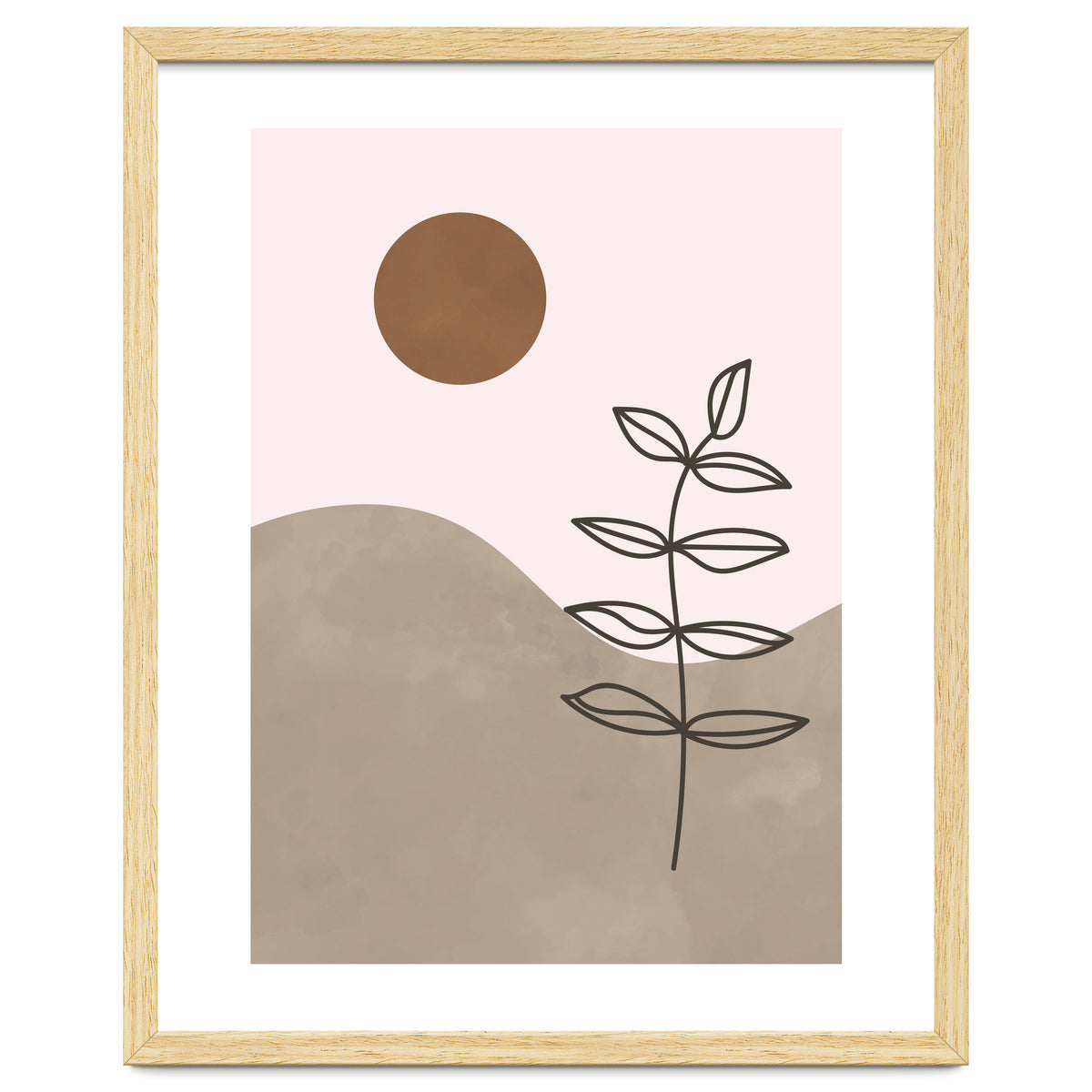 Sun Leaf Abstract Botanical Mid Century