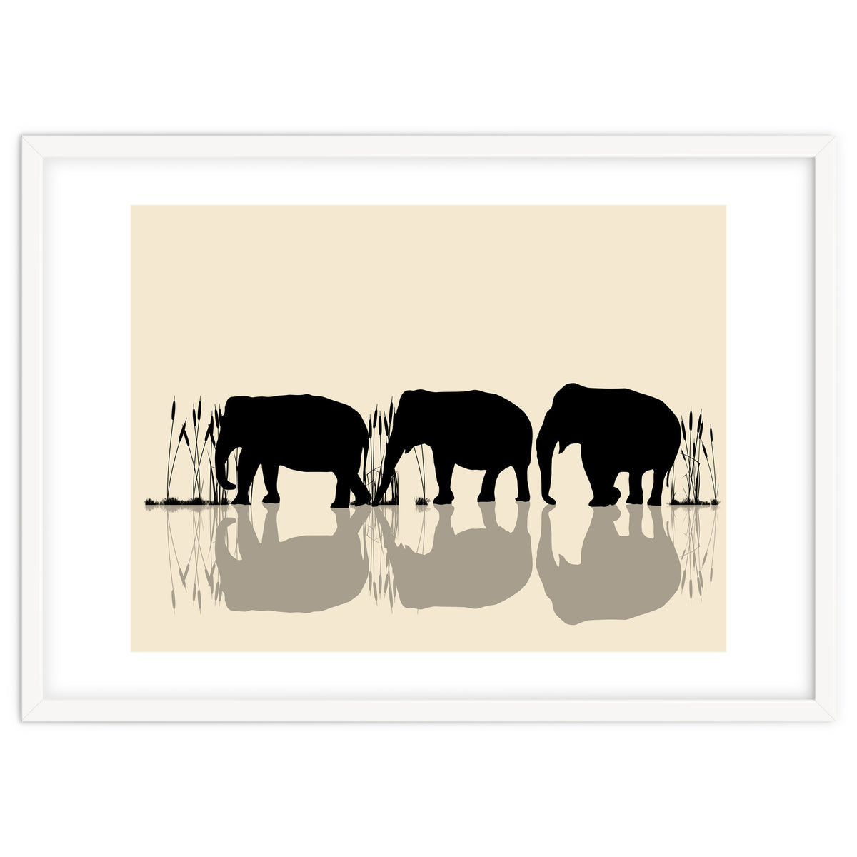 Elephants Crossing Water