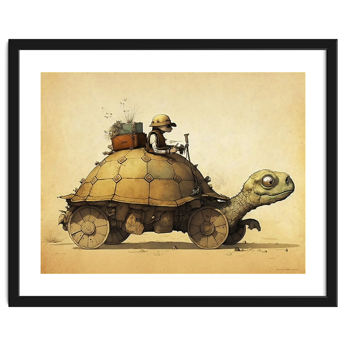 Tortoise Car Steampunk Illustration