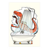 Dinosaur Velociraptor in the Shower, funny bathroom humour (Print Only) thumbnail