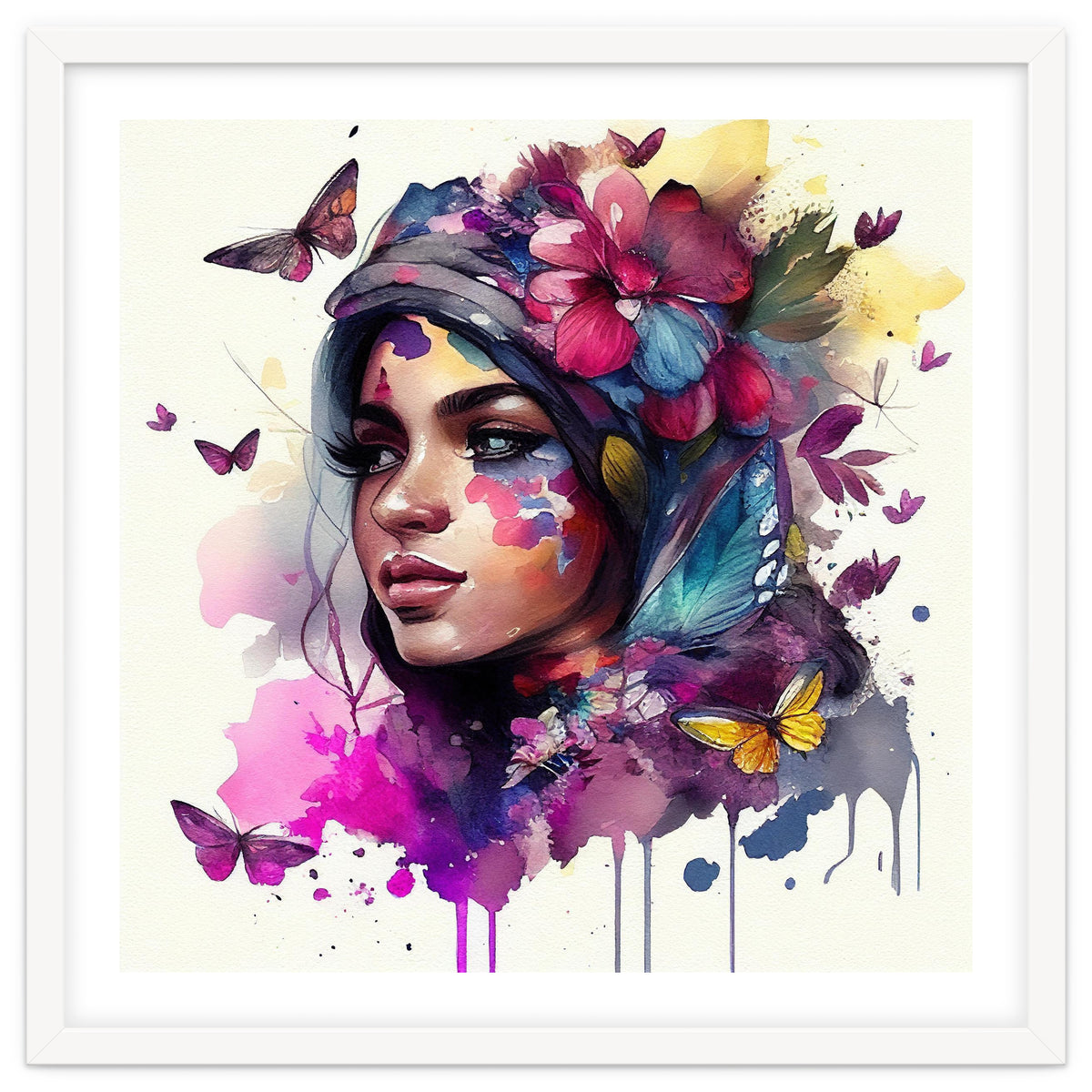 Watercolor Floral Arabian Woman #9