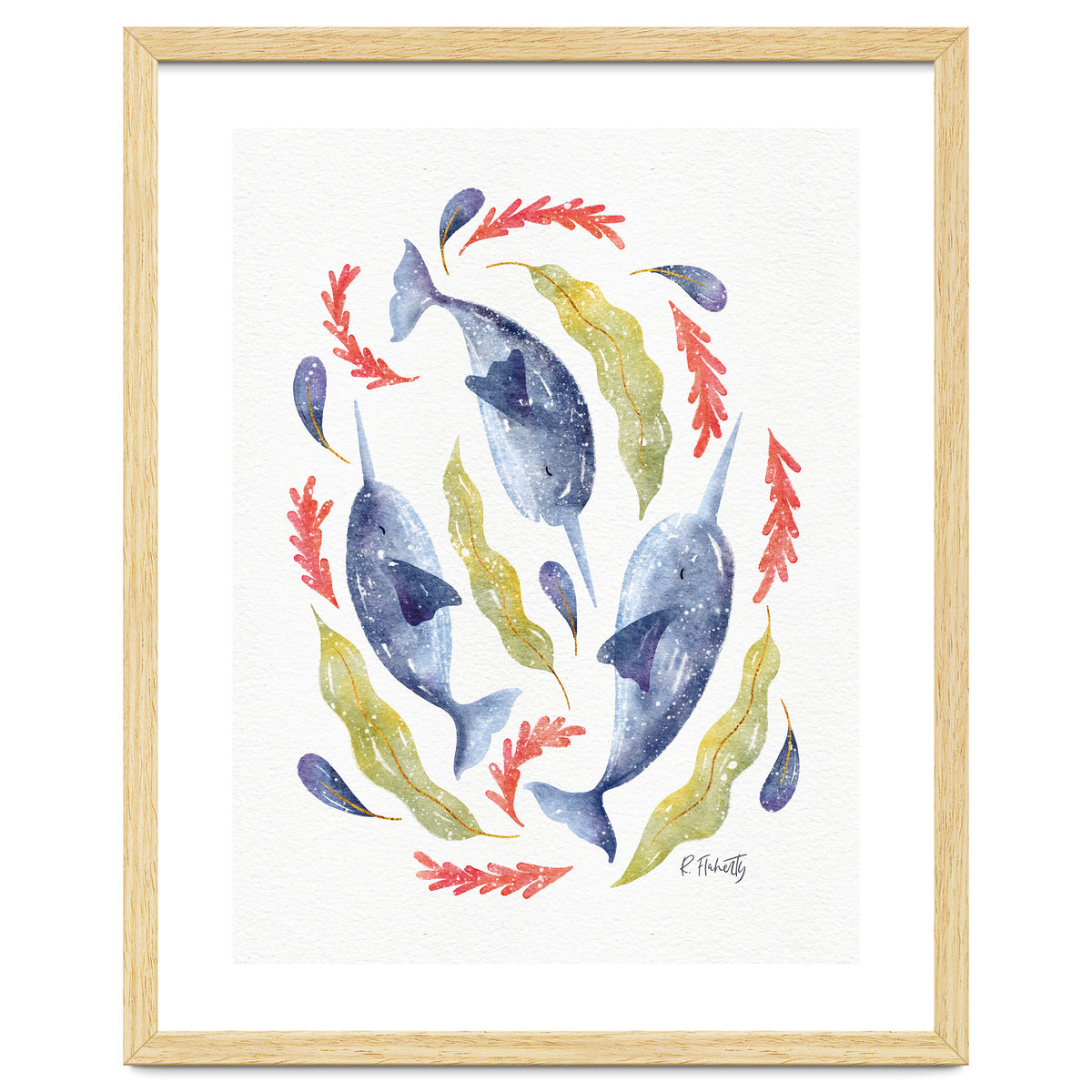 Swirling Narwhals | Blue