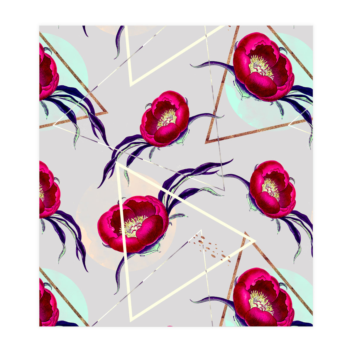 Flowery blooming with geometric II  (Print Only)