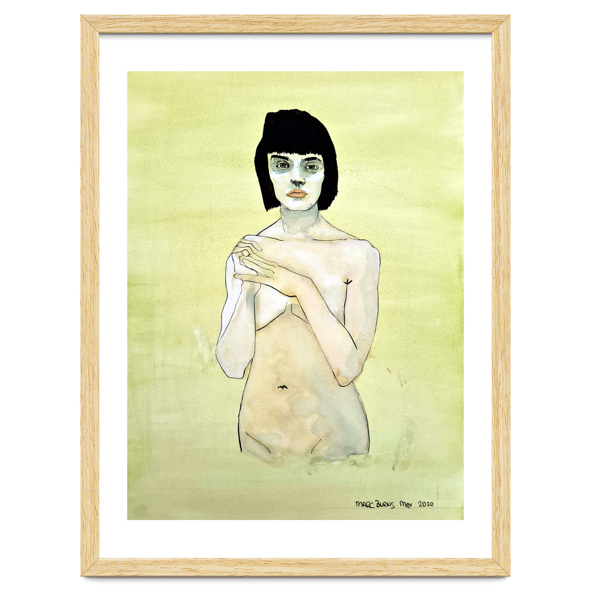 Untitled #75 Nude on a yellow-green ground