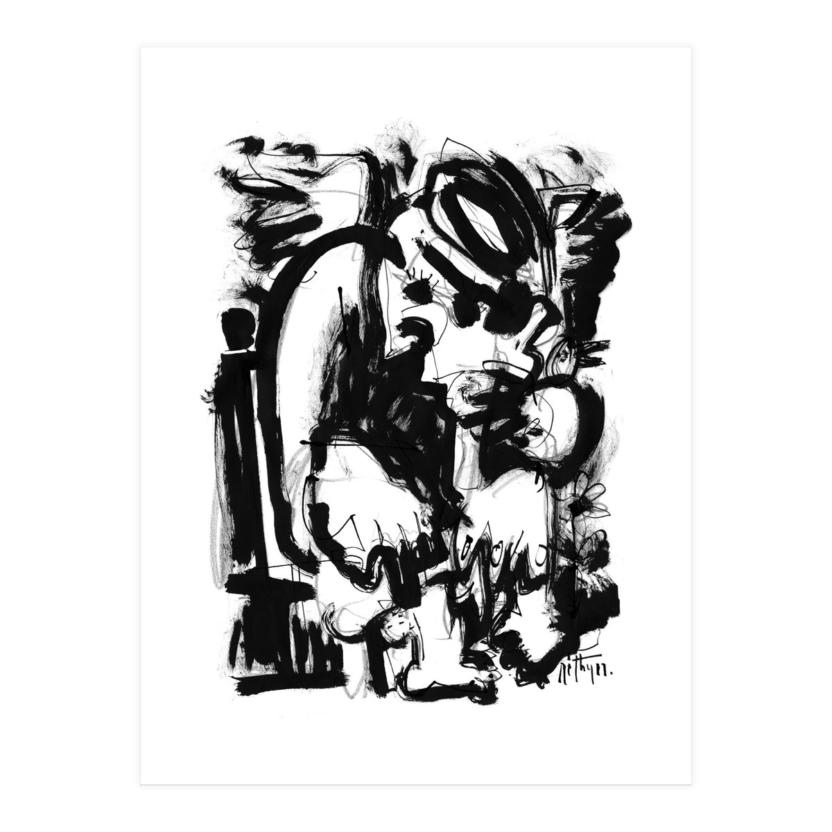 Saint With Bird - b&w (Print Only)