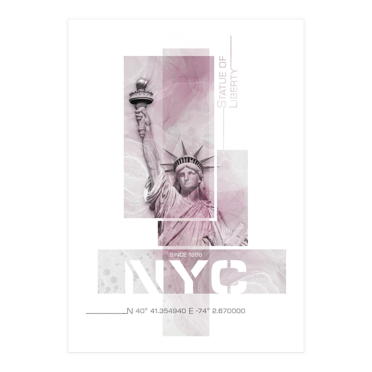 NYC Statue of Liberty | pink marble (Print Only)