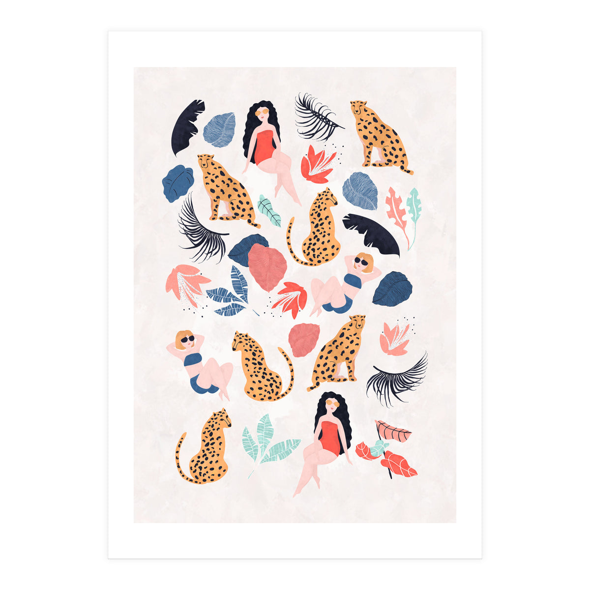 Tropical Girls And Cheetah (Print Only)