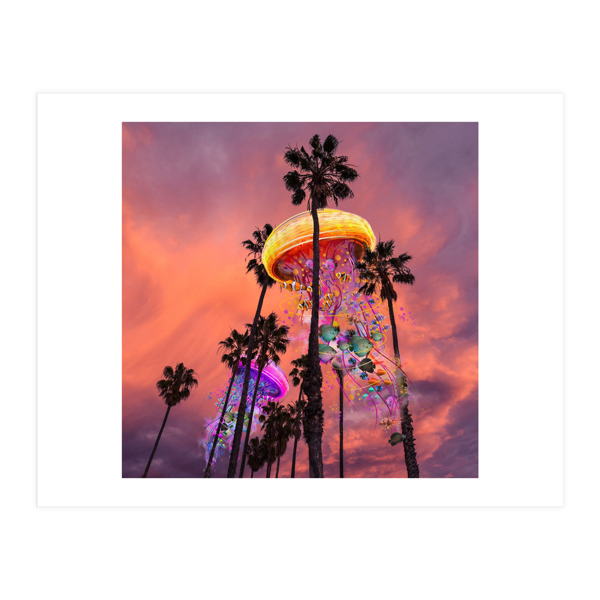 Electric Jellyfish in Palm Trees  (Print Only)