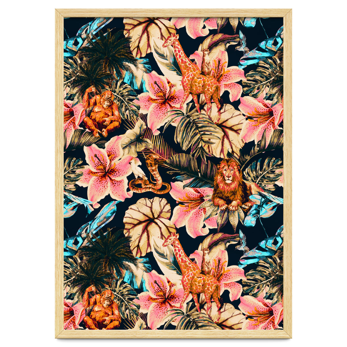 Wild animals in the dark of the jungle 02