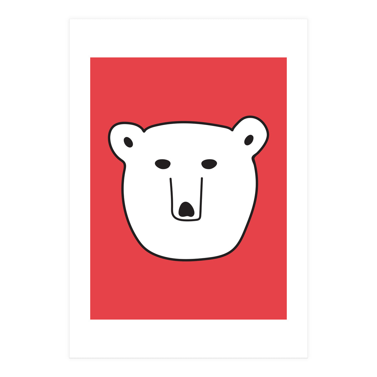 Polar Bear Portrait On a Red Background (Print Only)