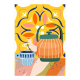 Pumpkin Spice Latte | Tea Chai Kettle & Cup | Modern Bohemian Colorful India | Eclectic Culture (Print Only) thumbnail