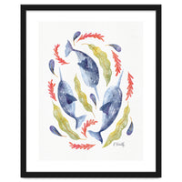 Swirling Narwhals | Blue