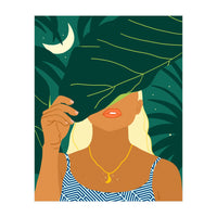 To The Moon & Never Back | Jungle Dreamer Bohemian Tropical Soul | Forest Nature Woman Illustration (Print Only)