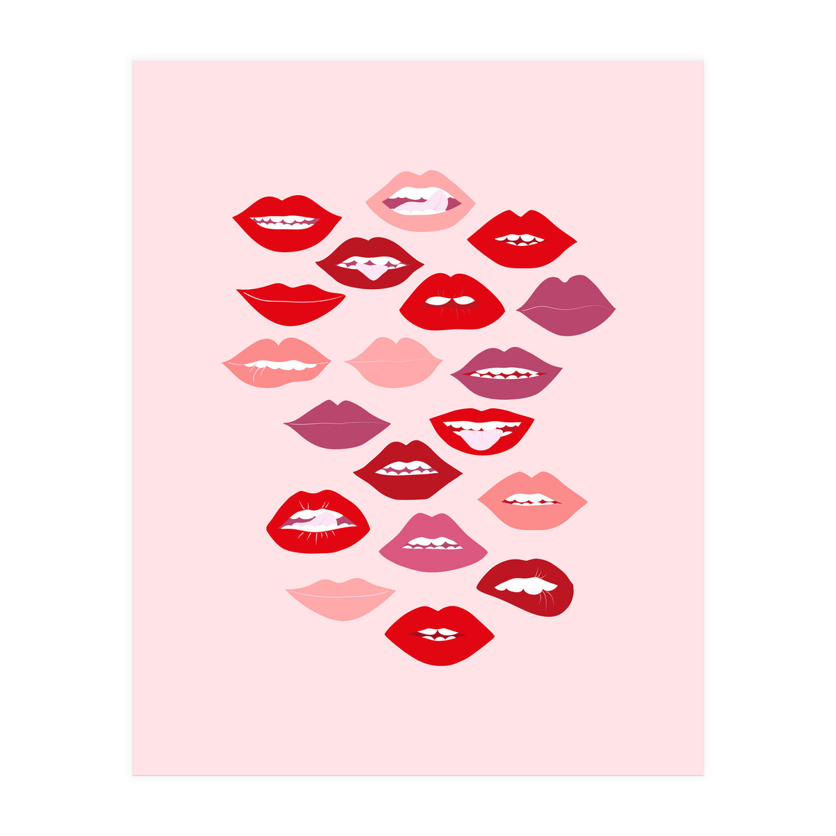 Lips Red with Pink Background (Print Only)