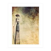 VINTAGE FASHION LADY IN ABSTRACT FOREST II (Print Only)