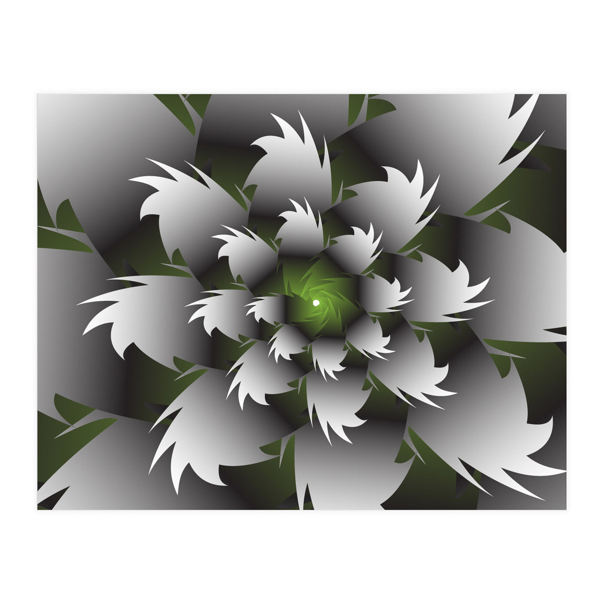 Seamless Green 3D Floral (Print Only)