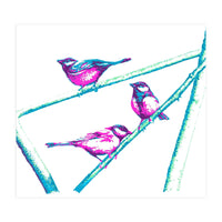 Garden Birds On A Branch (Print Only)