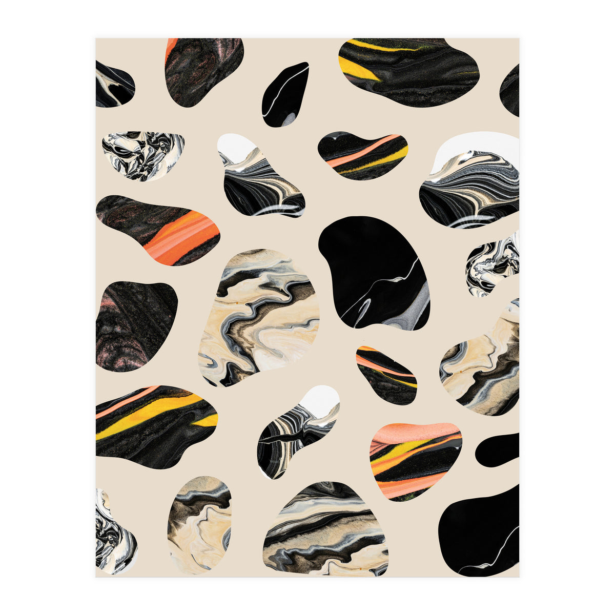 Marble Jelly Beans, Abstract Shapes Nature Eclectic Textures, Precious Stones Agate Dark Mystery (Print Only)