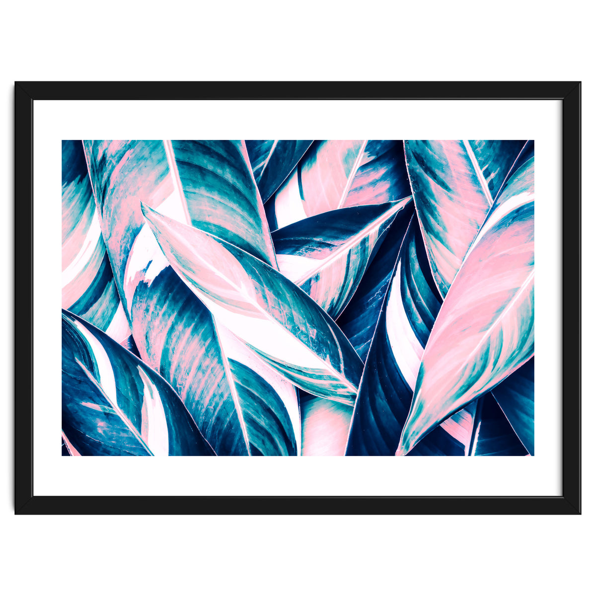 Botanical leaf pink and blue