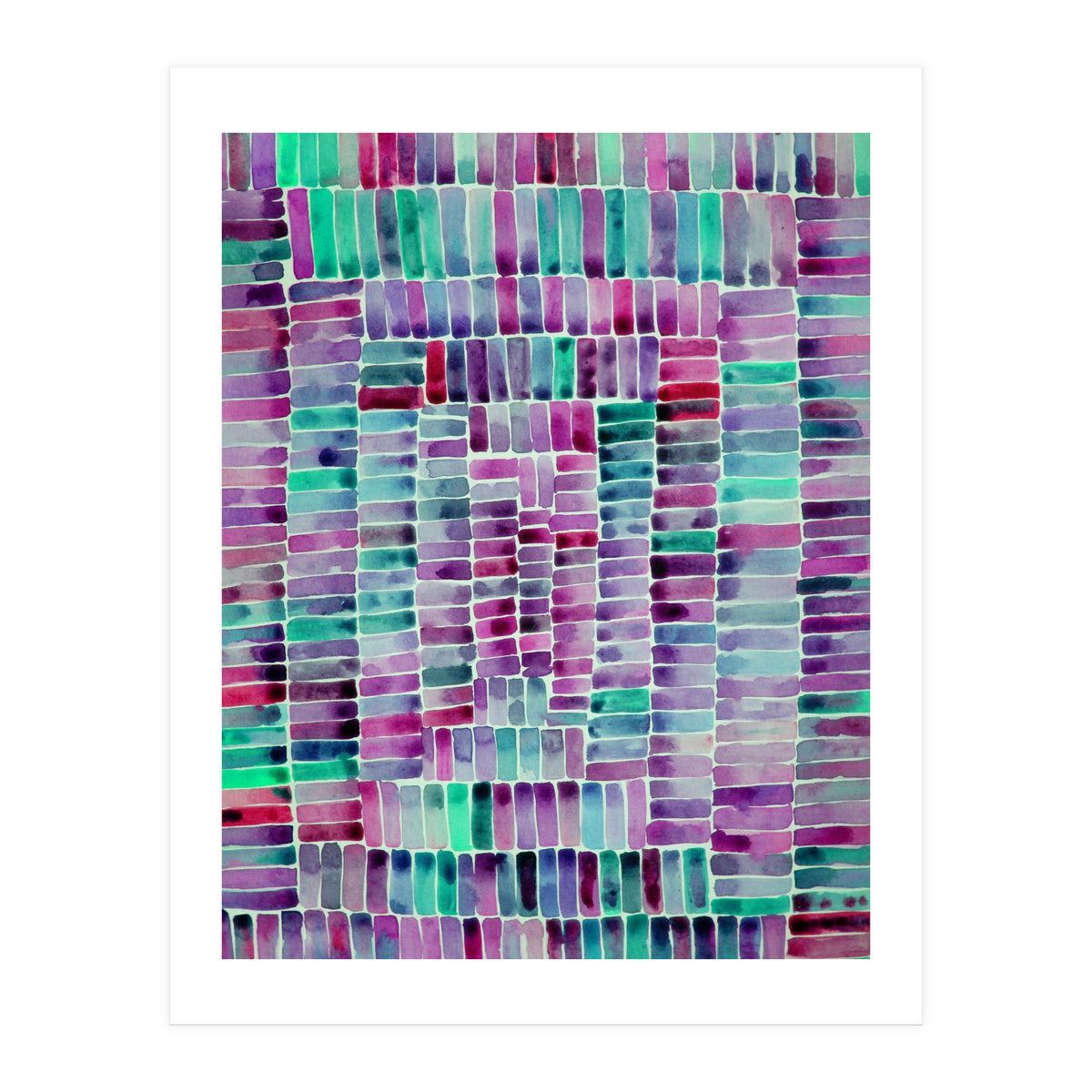 Abstract rectangle pattern in magenta and teal (Print Only)
