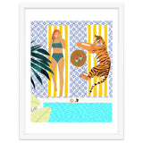 How To Vacay With Your Tiger, Human Animal Connection Illustration, Tropical Travel Morocco Painting thumbnail