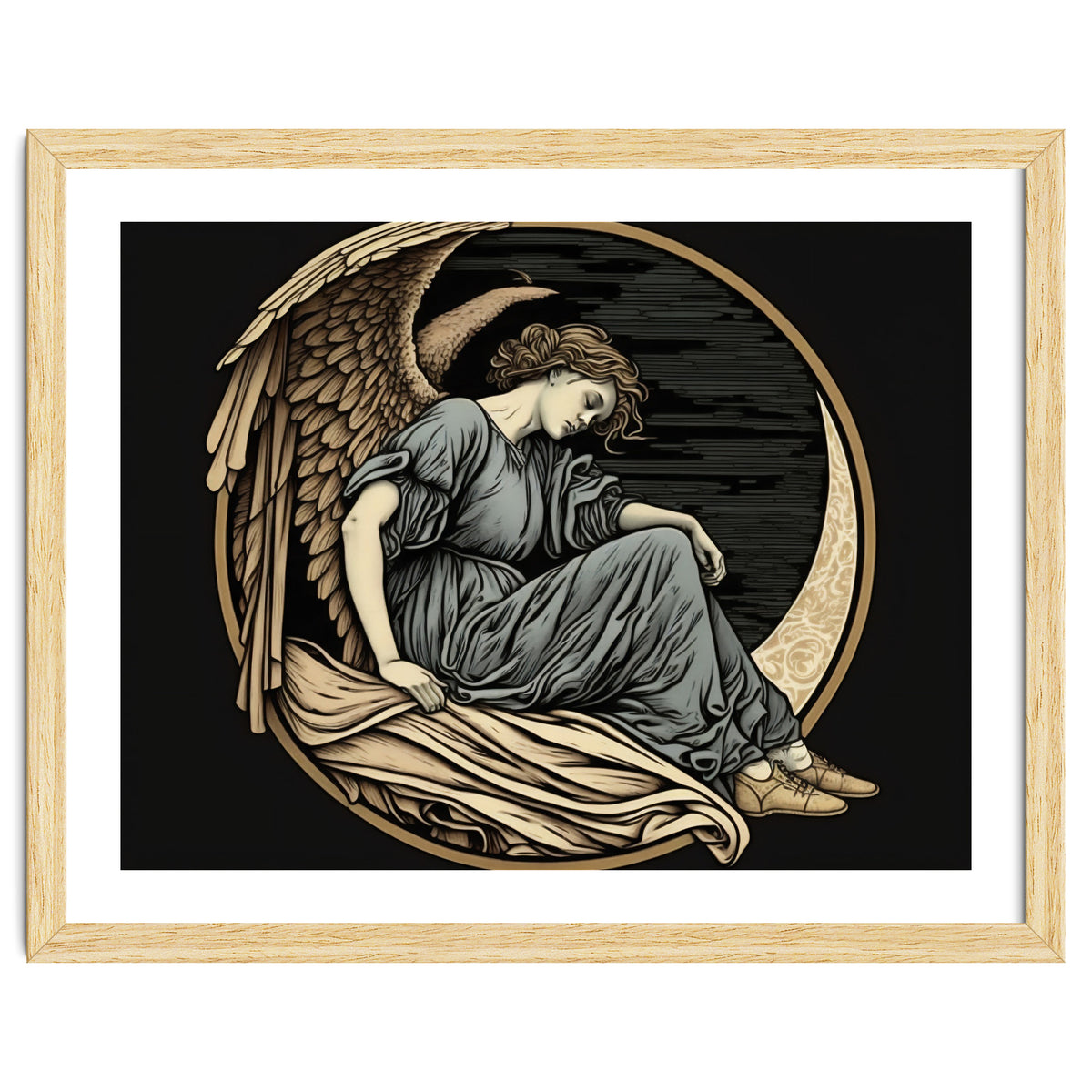 Angel On The Moon Art Nouveau