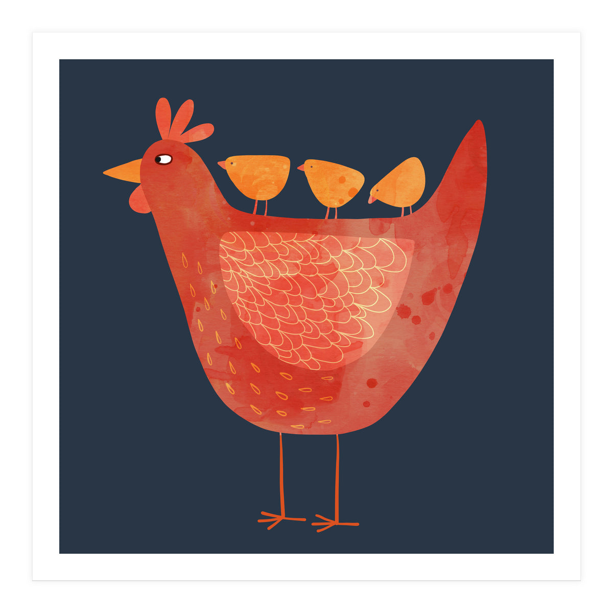 Hen and Chicks Dark (Print Only)