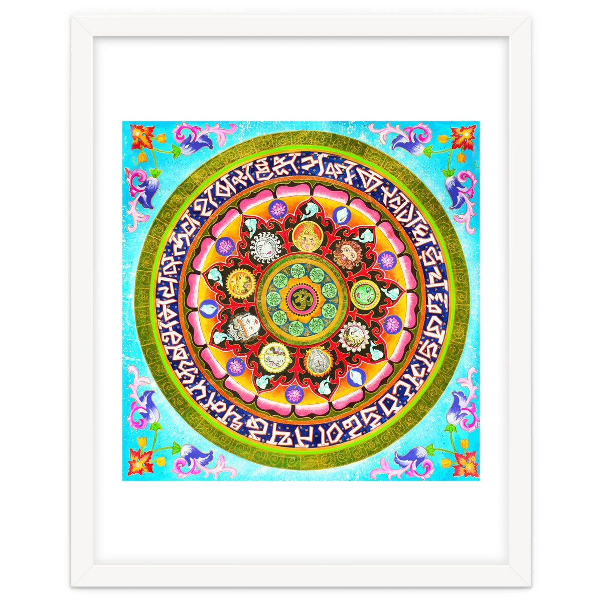 Chakra Mandala, Ayurveda Yoga Aum, Eclectic Colorful Bohemian Sun Sign Moon Sign Zodiac Astrology