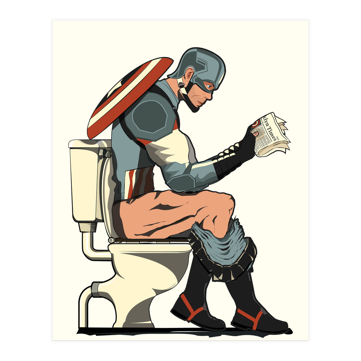 Captain America on the Toilet, funny bathroom humour (Print Only)