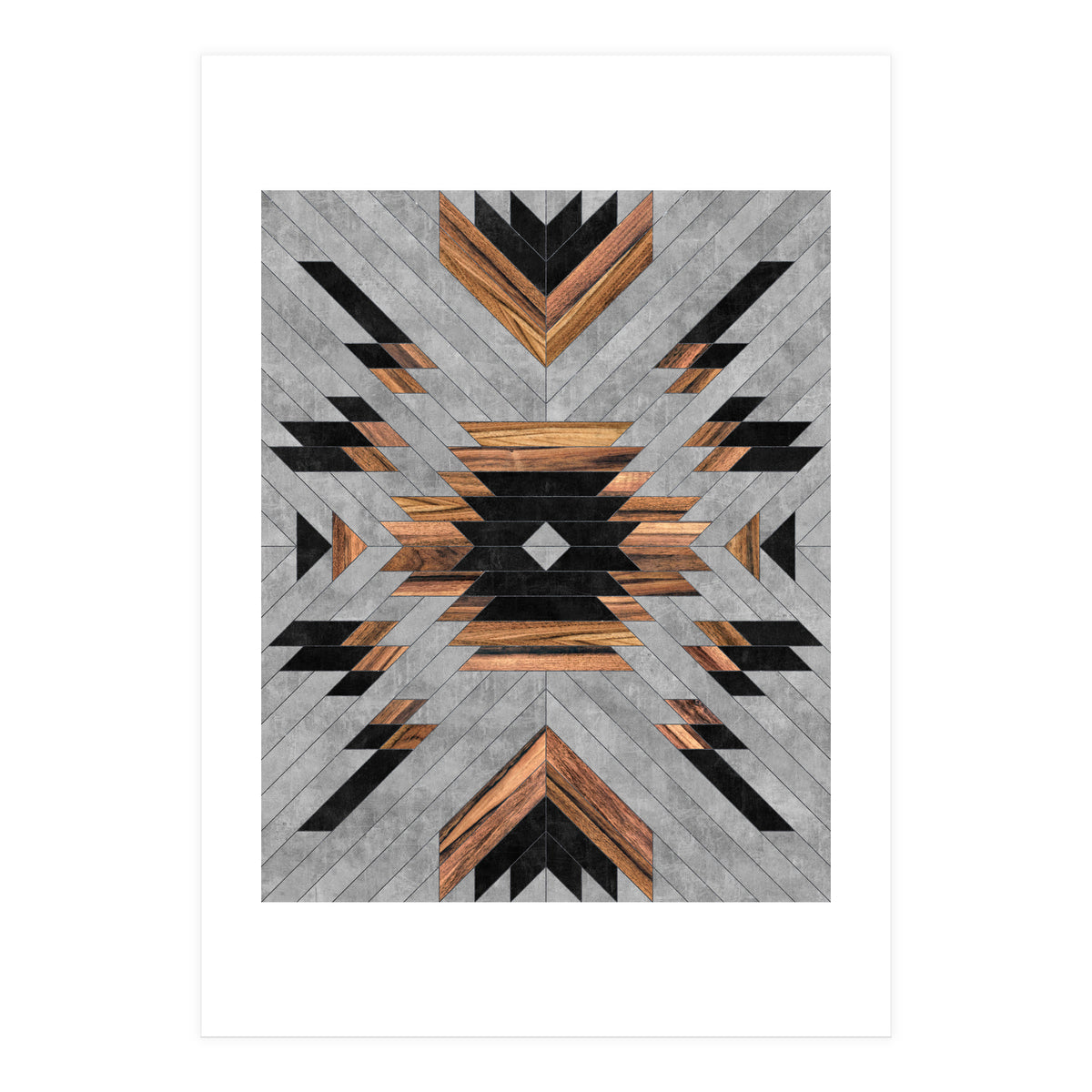 Urban Tribal Pattern No.6 - Aztec - Concrete and Wood (Print Only)