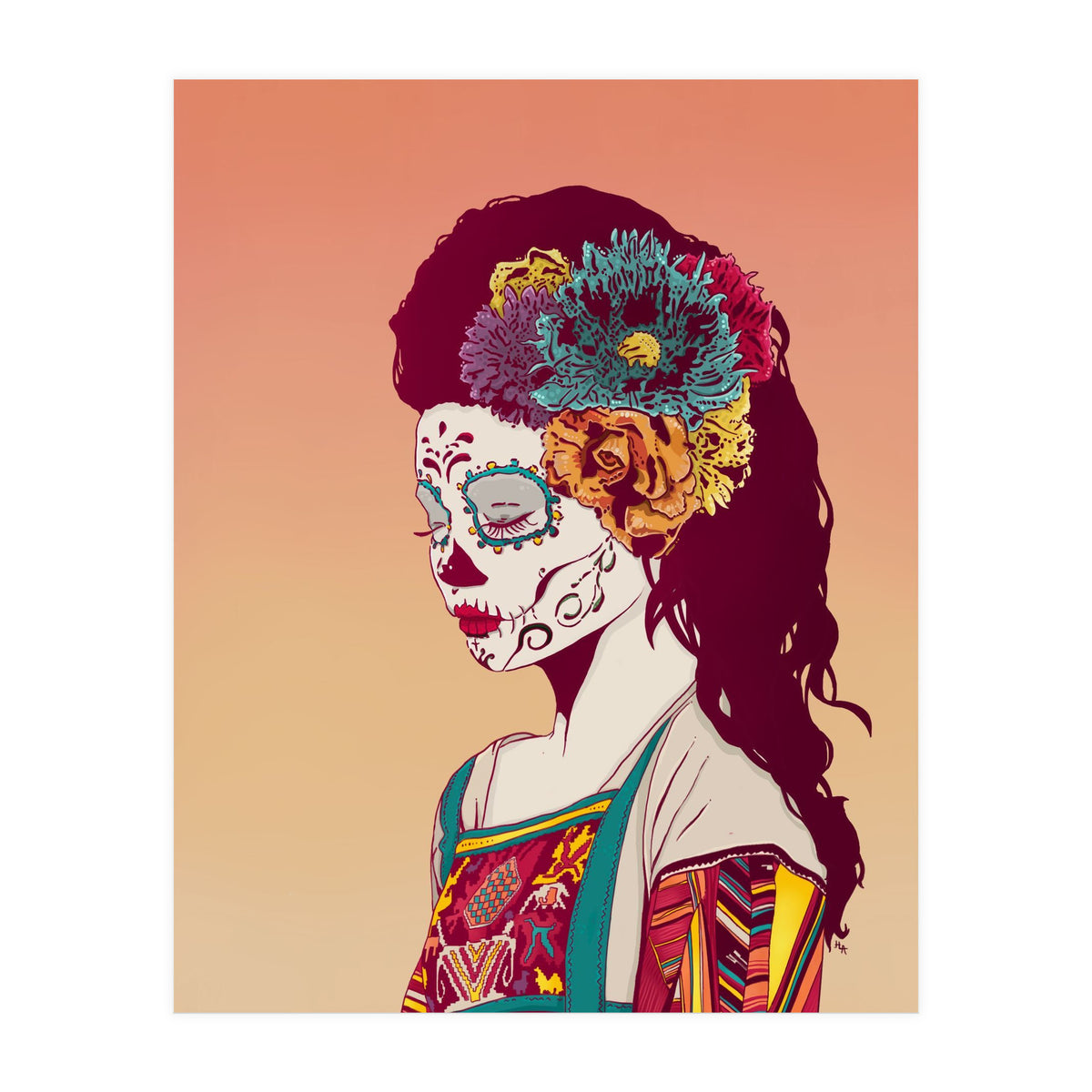 Mexican Skull Lady (Print Only)