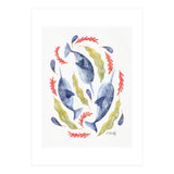 Swirling Narwhals | Blue (Print Only) thumbnail