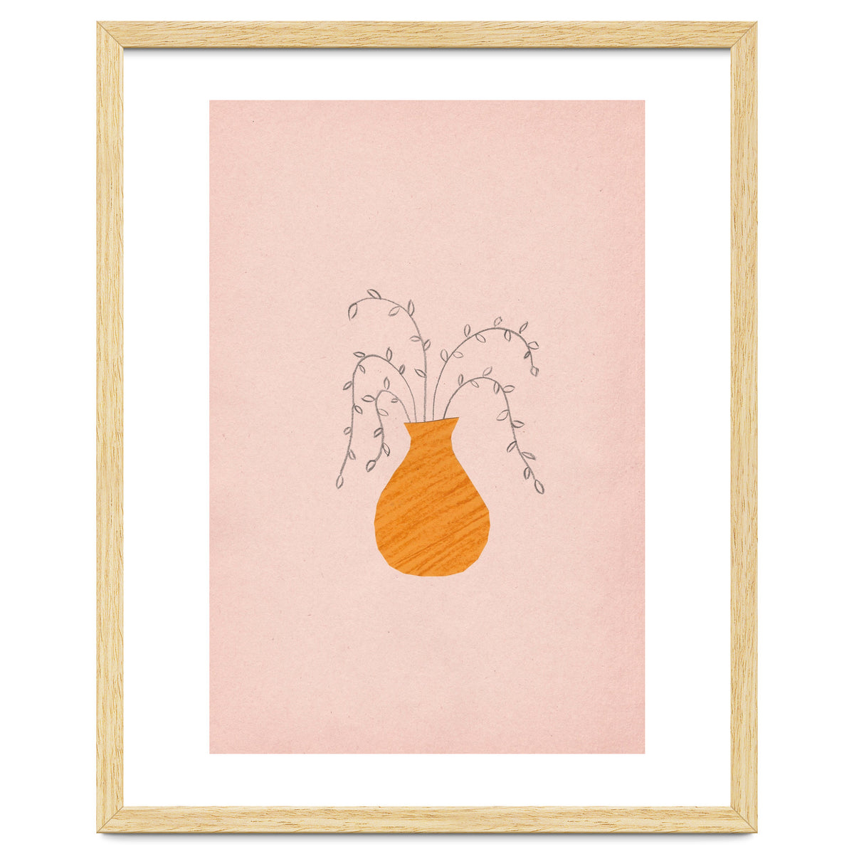 Pink and orange vase and plants