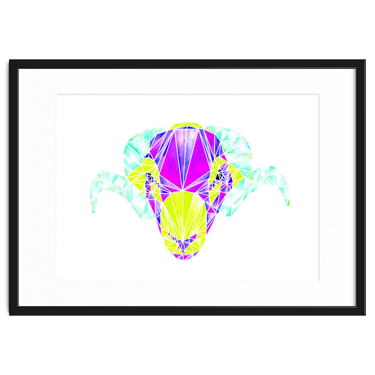 Colourful Geometric Swaledale Sheep Tup with White Lines